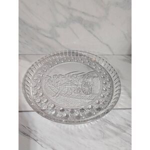 EAPG 1887 Currier & Ives Balky Mule Clear Glass Tray Flint Glass Co-operative